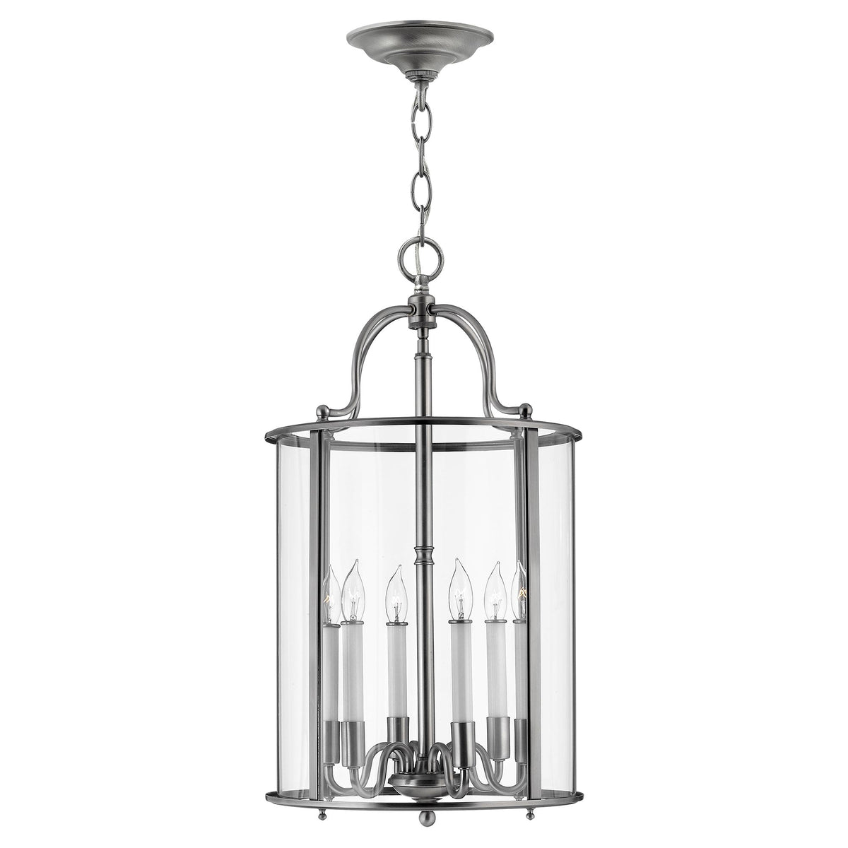 Wisząca latarnia 35cm (pewter) lampa do salonu kuchni sypialni łazienki (6xE14) Hinkley (Gentry)