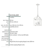 Wisząca metalowa latarnia świecznik 30x30cm (szczotkowany nikiel) do kuchni salonu (3xE14) Kichler (Larkin)