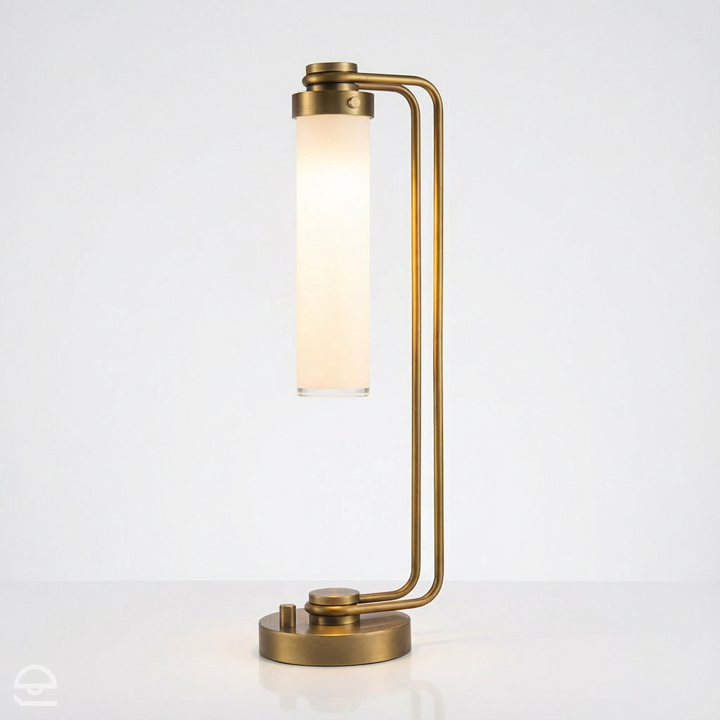 Wynwood – lampa stołowa z opalowym szkłem, vintage mosiądz