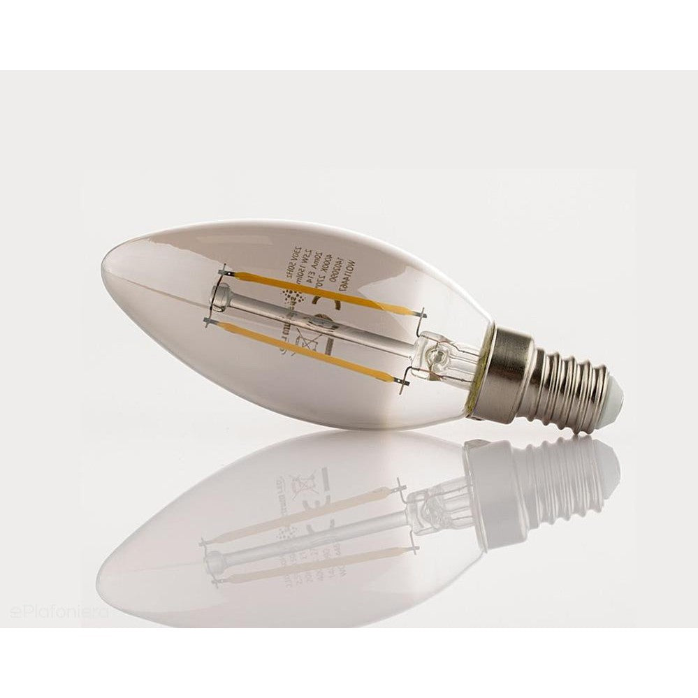 Żarówka dymiona, LED E14 Filament (świeczka 2,5W=16W) (150lm, 4000K) WOJLED1105