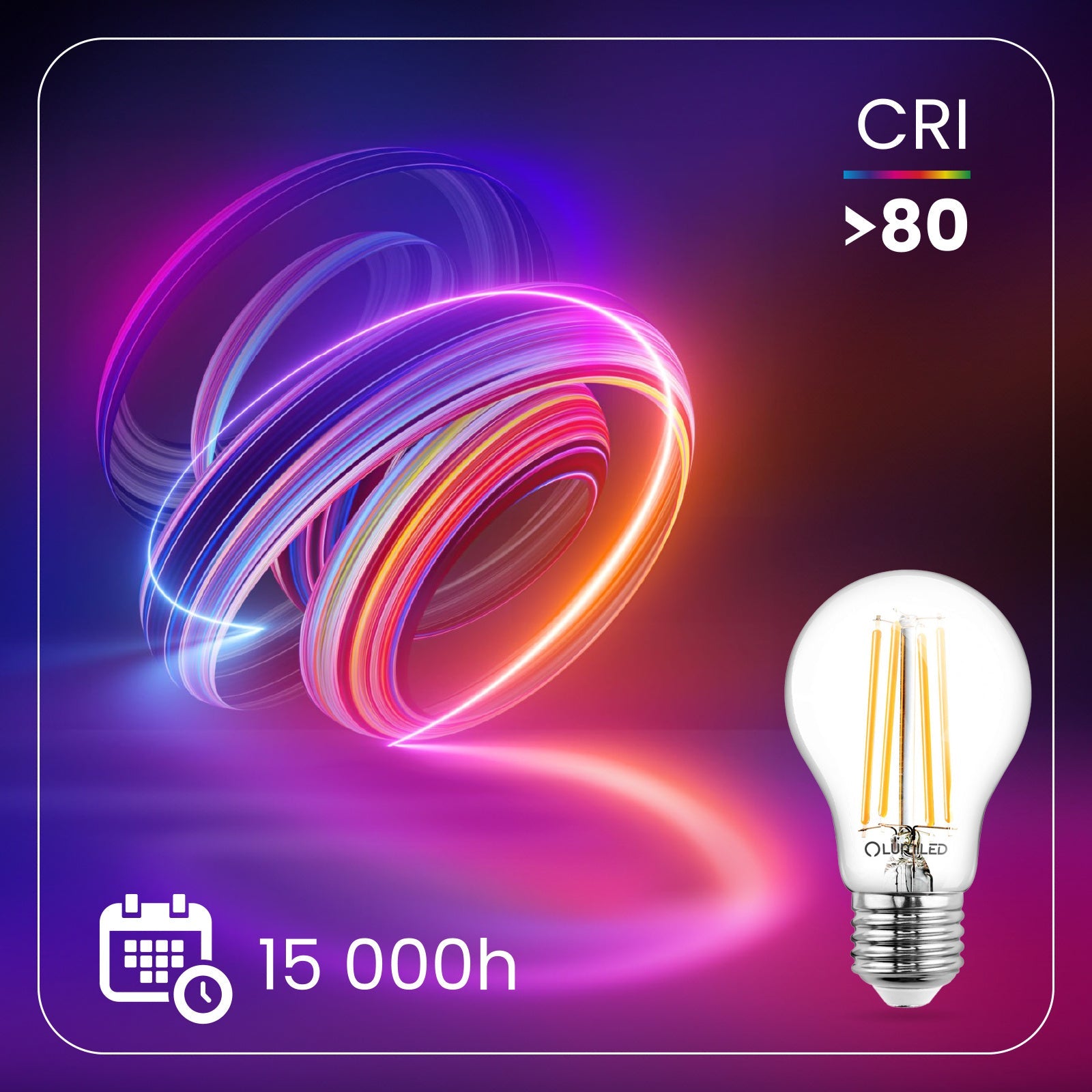 Żarówka LED E27 A60 11W = 100W 1521lm 3000K Ciepła 360° Filament LUMILED