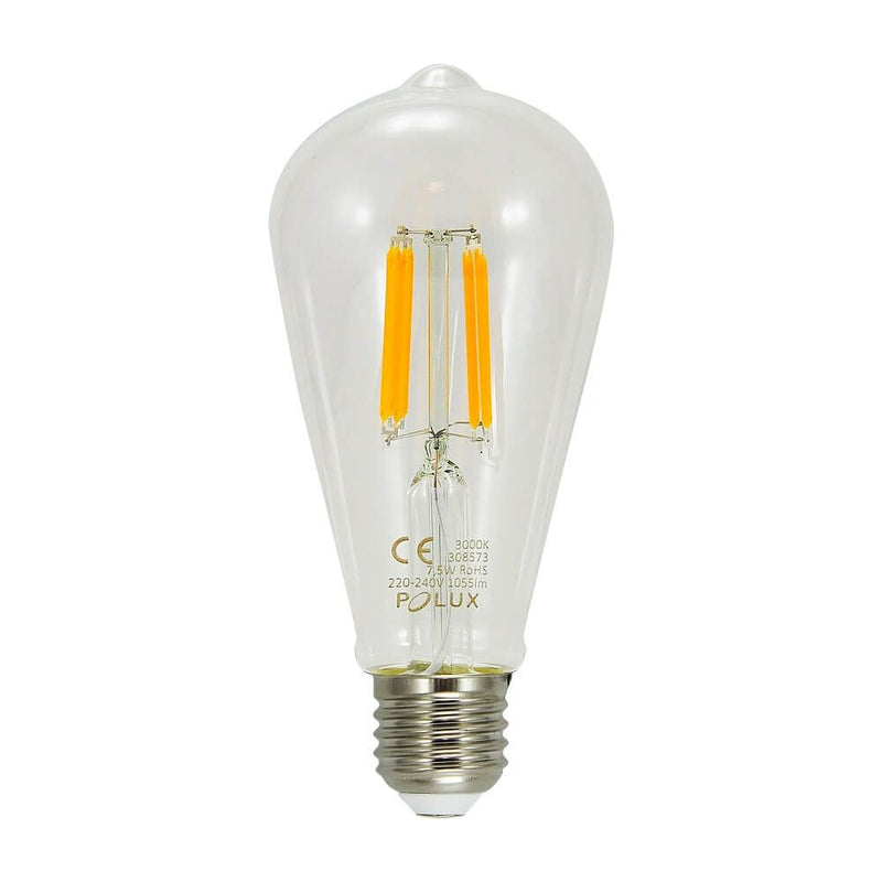 Żarówka LED E27 Edison ST64 (7,5W = 75W) -  GOLDLUX (Polux) / 1055lm / 3000K Ciepła / 360° Filament