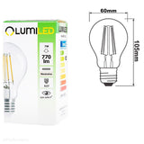 Żarówka LED E27 Filament (A60, 7W=60W) (770lm, 4000K/3000K) Lumiled/LEDZARMI404