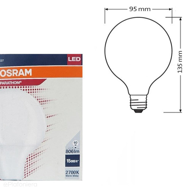 Żarówka LED E27 mleczna (G95, 11W/6,5W) (1521lm/806lm, 2700K) Osram/OSRPARL9107