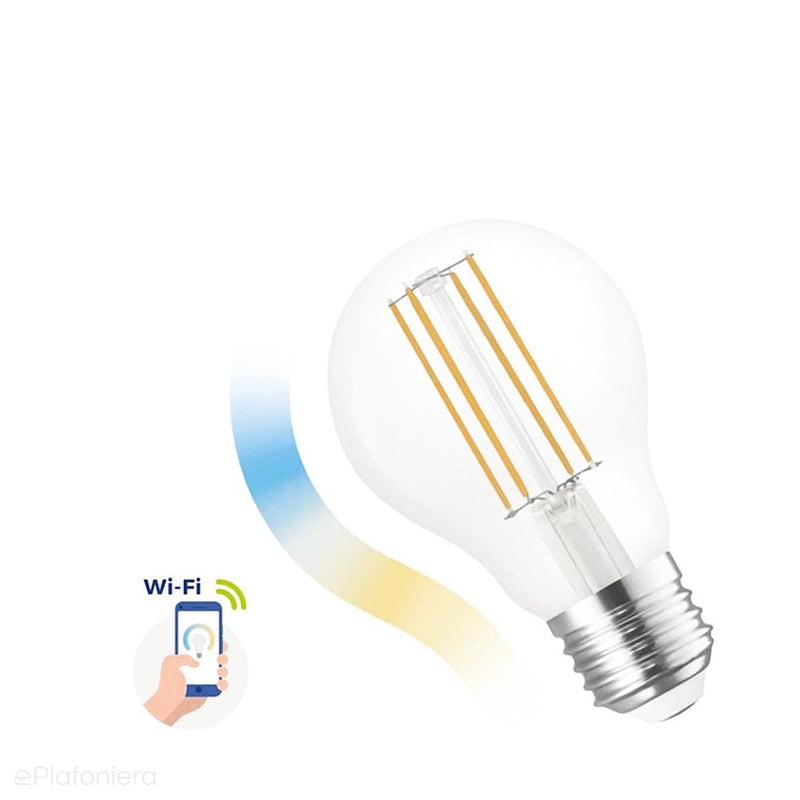 Żarówka Smart WiFi ściemnialna, LED E27 Filament (A60, 5W=52W) (680lm, 3000K-6500K, CCT) WOJSMA0030