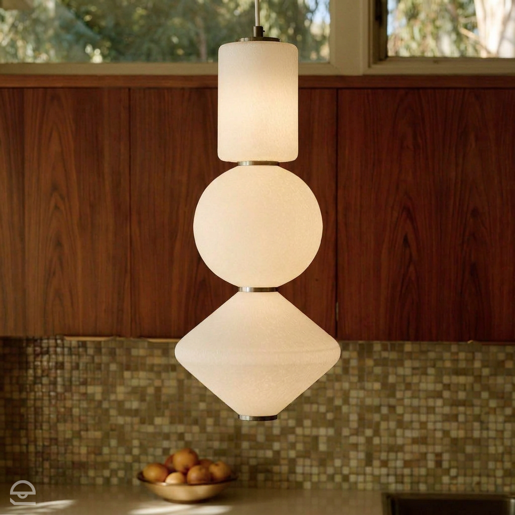 Bijou – geometryczna lampa wisząca LED ze szkłem opalowym, matowa czerń Ø20