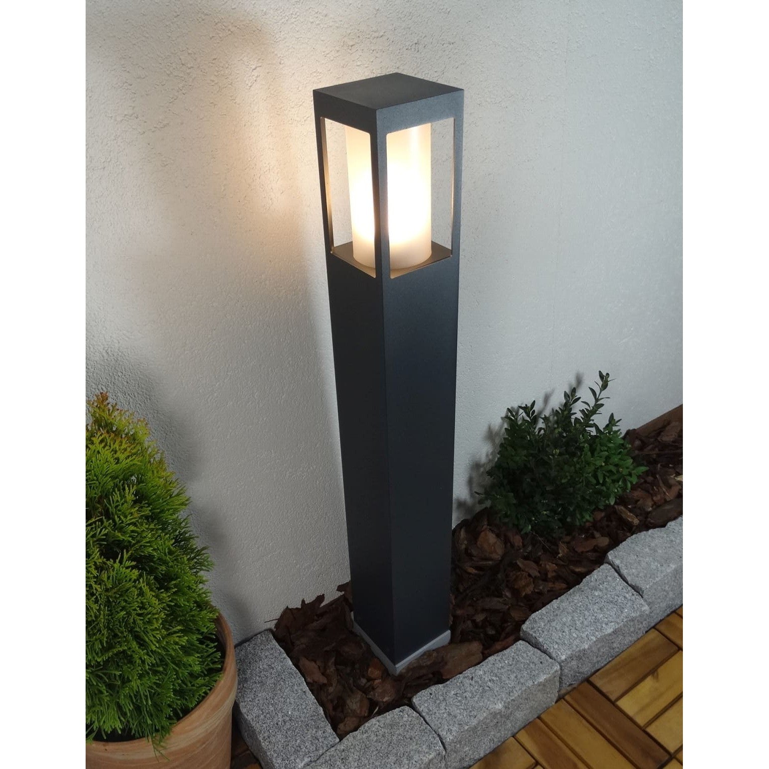 Zewnętrzna lampa ogrodowa stojąca - słupek 30/55/75cm (10x10cm, 1xE27) Radex (Squer)