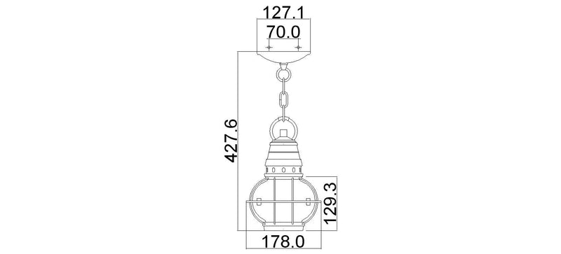 Zewnętrzna latarnia Bridge Point - Kichler, lampa loftowa wisząca z łańcuchem, 1xE27