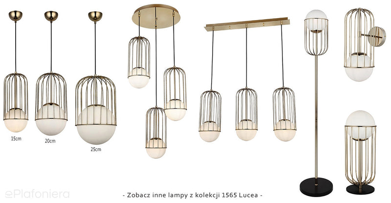 Złota lampa glamour wisząca potrójna do sypialni salonu (na listwie) Lucea 1565-80-03-L CAPOLA