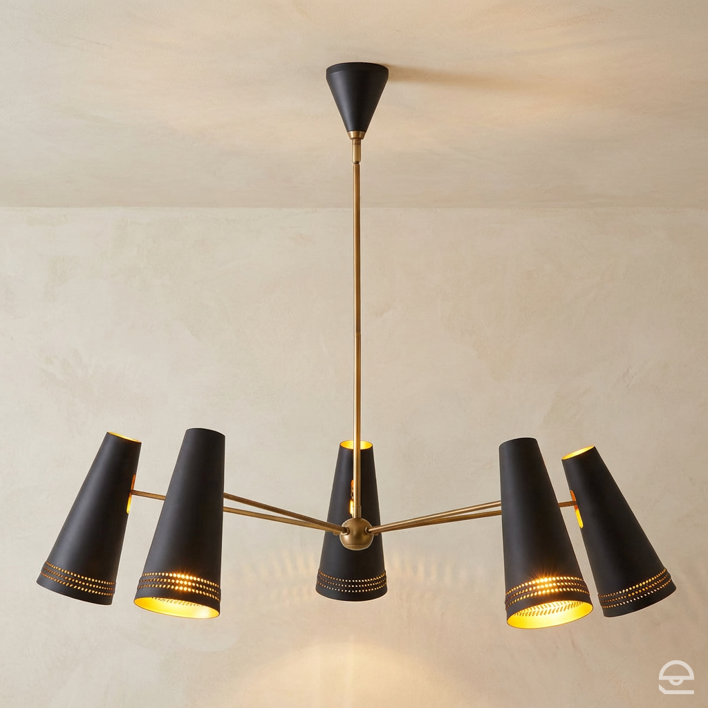 Żyrandol Brickell - 5 źródeł światła - Matowa czerń, Alora