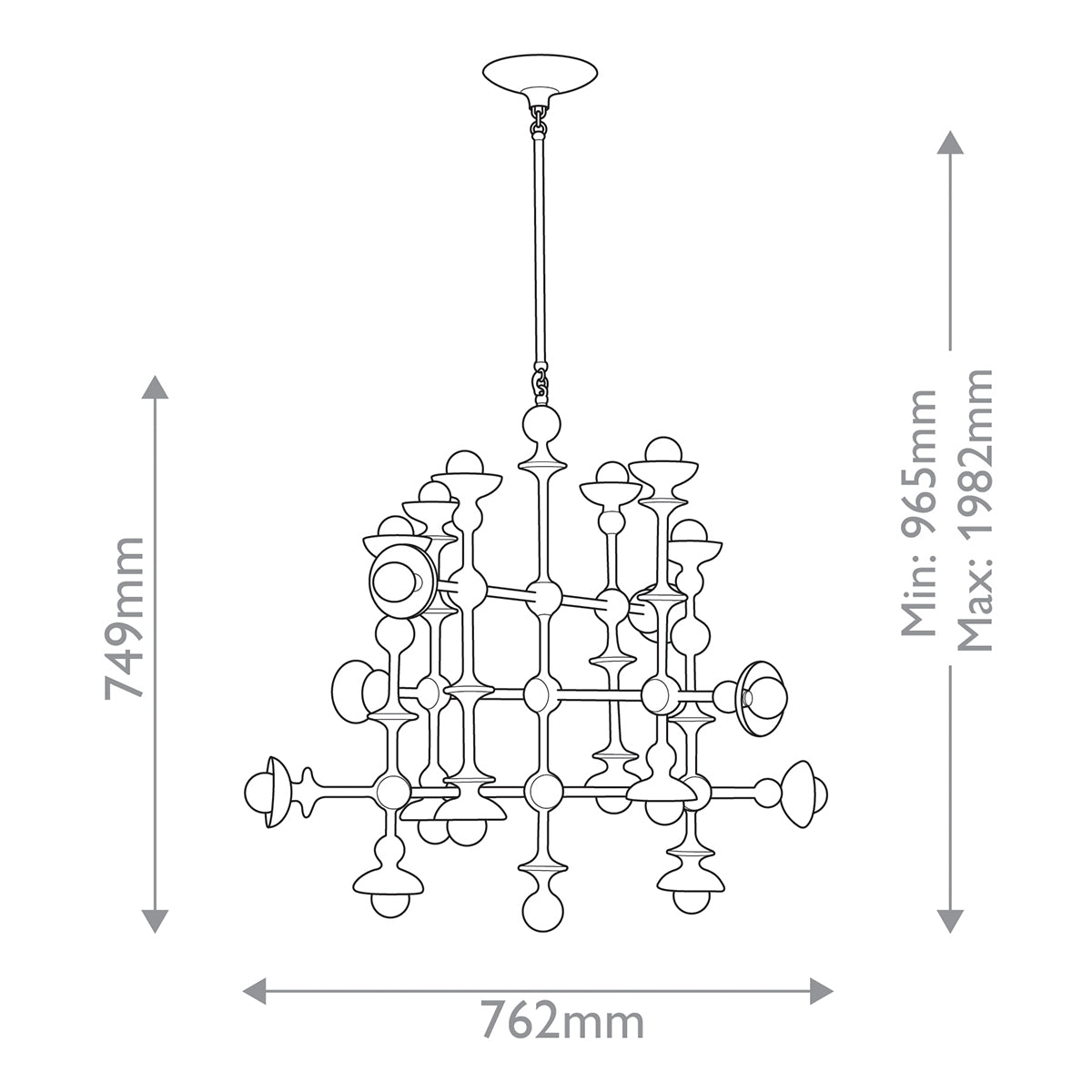 Żyrandol Cadence - 18 źródeł światła - Antyczna biel, Alora - ePlafoniera.pl