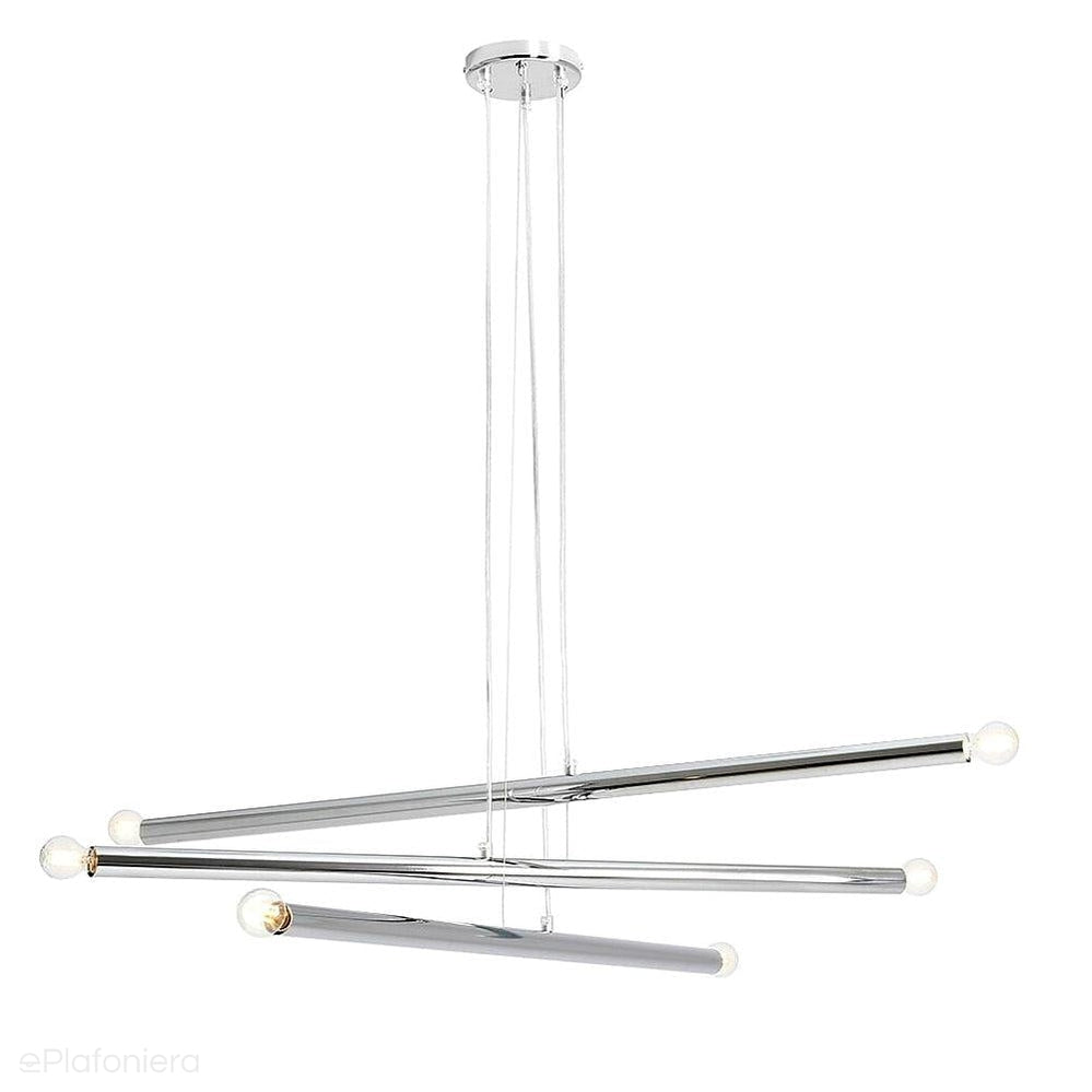 Żyrandol do salonu, biura - chromowa lampa wisząca rurki (6xE14) Aldex (tubo) 1072K4