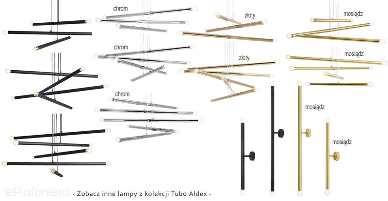 Żyrandol do salonu, biura - chromowa lampa wisząca rurki (8xE14) Aldex (tubo) 1072P4