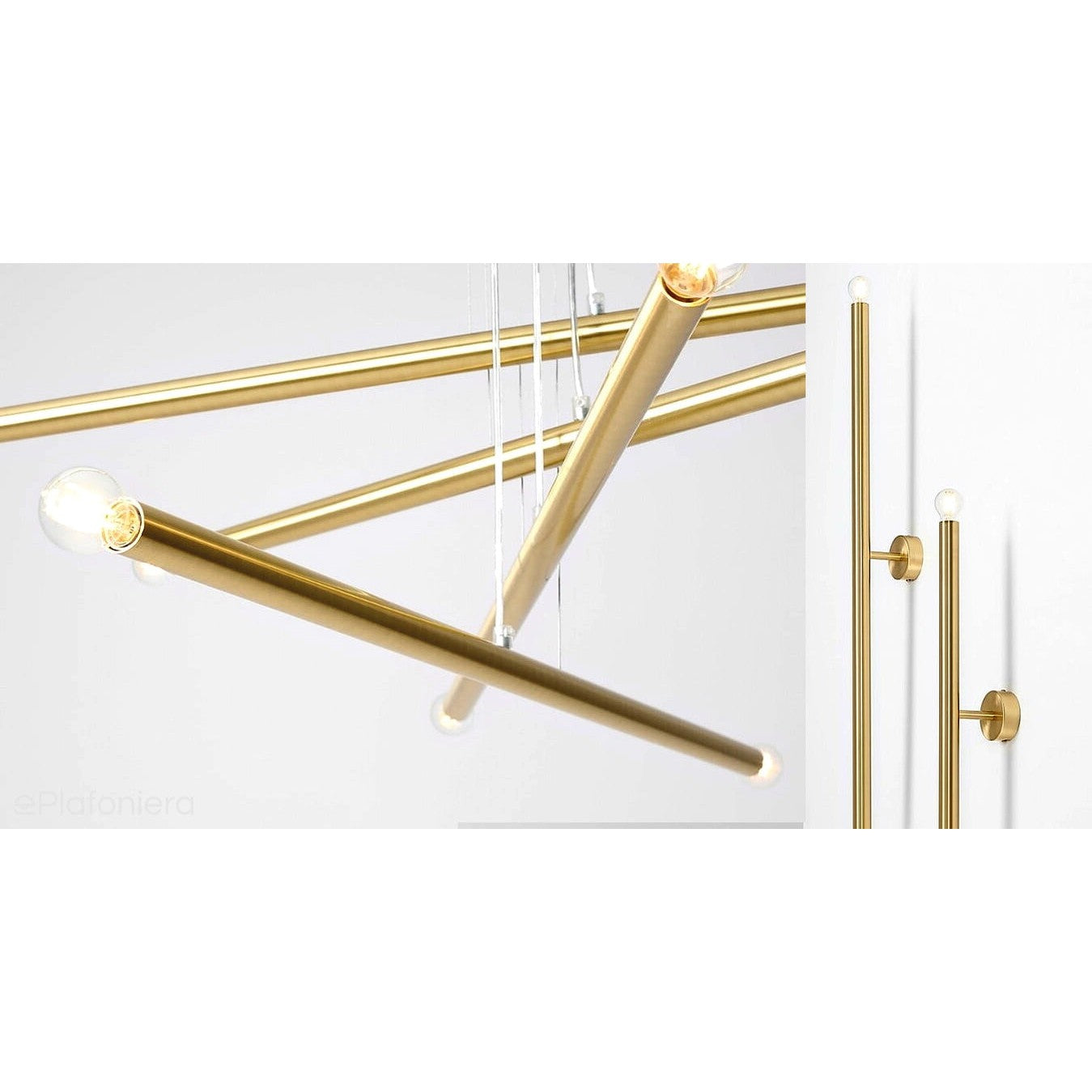 Żyrandol do salonu, biura - mosiężna lampa wisząca rurki (6xE14) Aldex (tubo) 1072K40