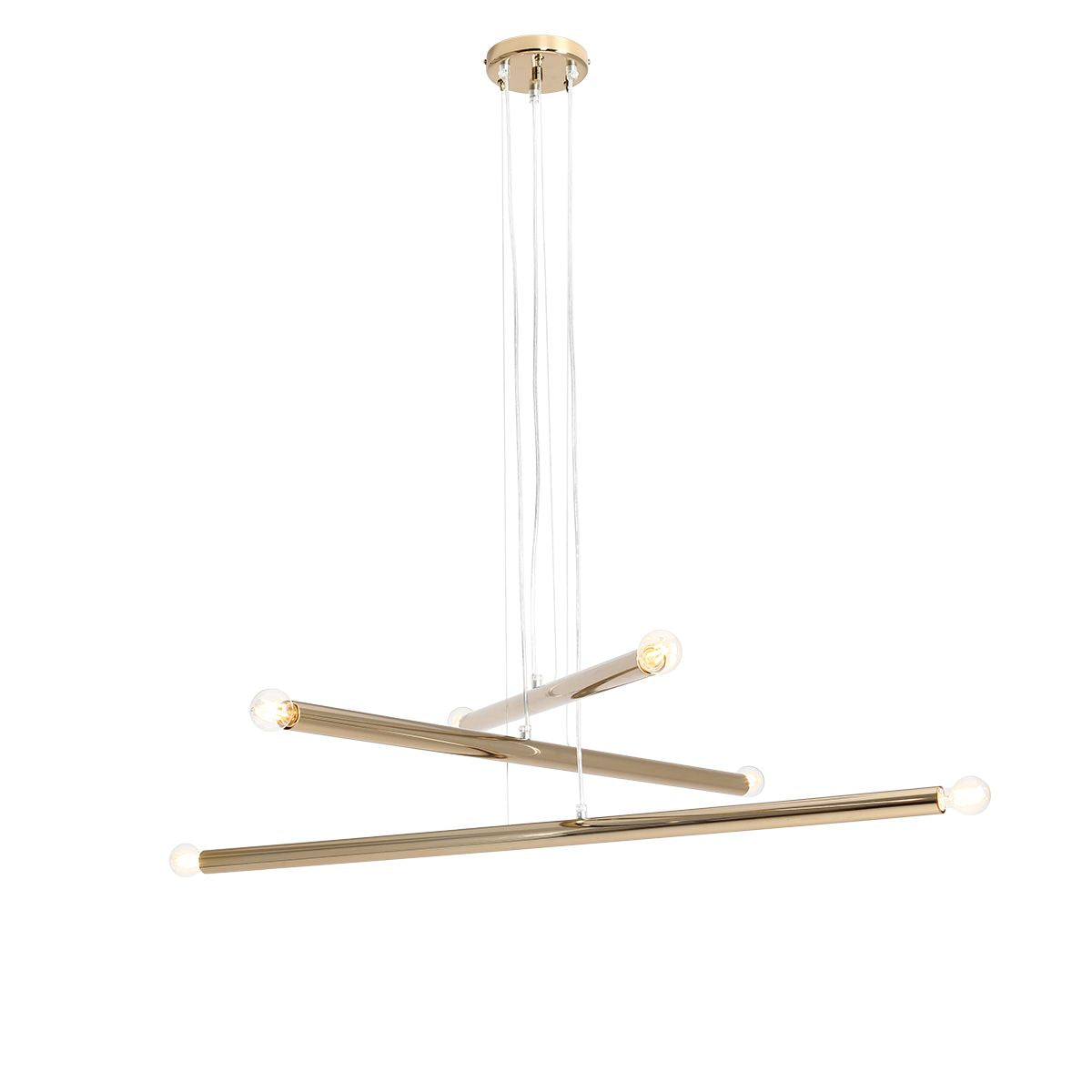 Żyrandol do salonu, biura - złota lampa wisząca rurki (6xE14) Aldex (tubo) 1072K30