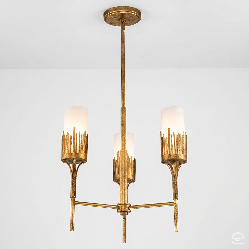 Żyrandol Sawgrass - 3 źródła światła - Płatkowe złoto, Quintiesse