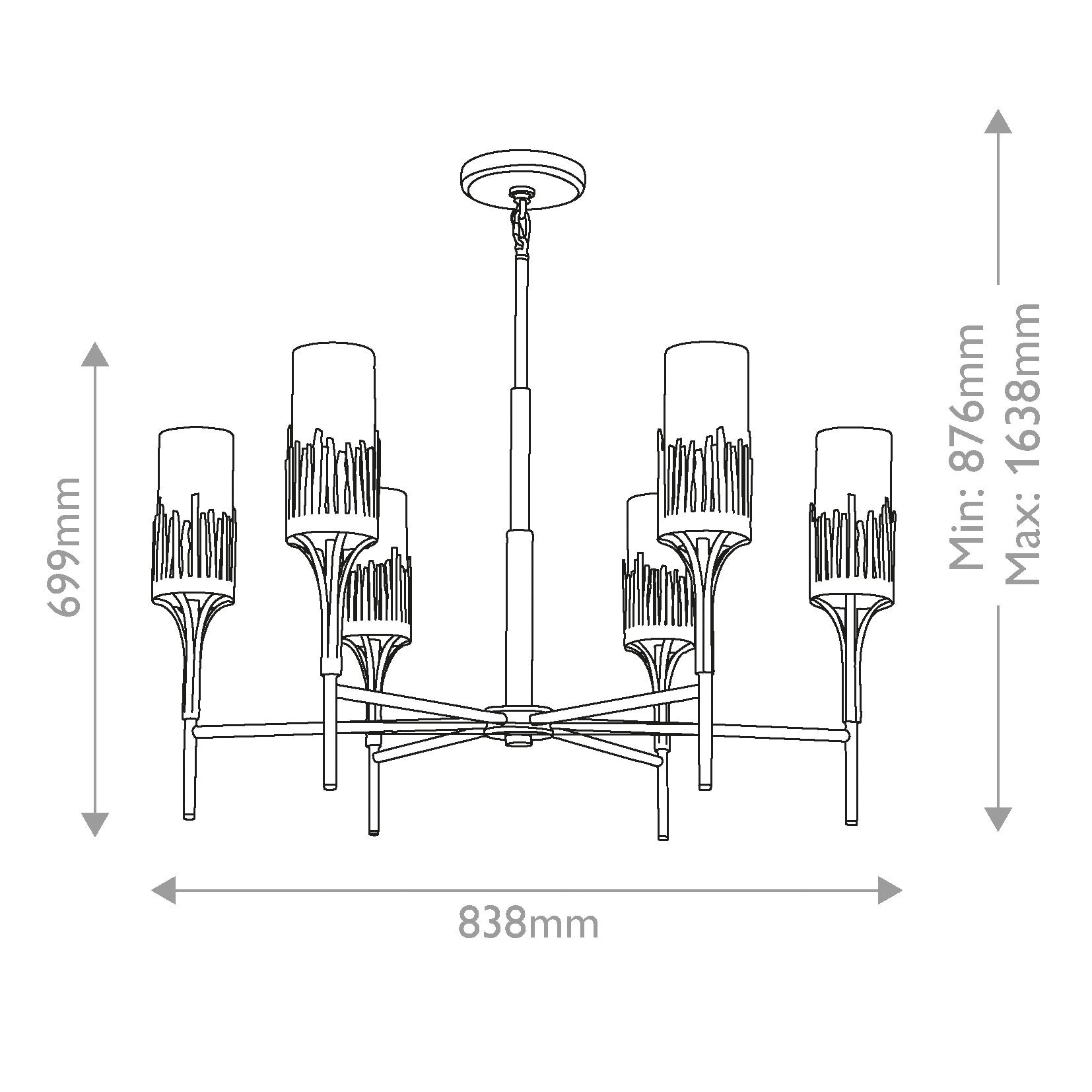 Żyrandol Sawgrass - 6 źródeł światła - Płatkowe złoto, Quintiesse - ePlafoniera.pl