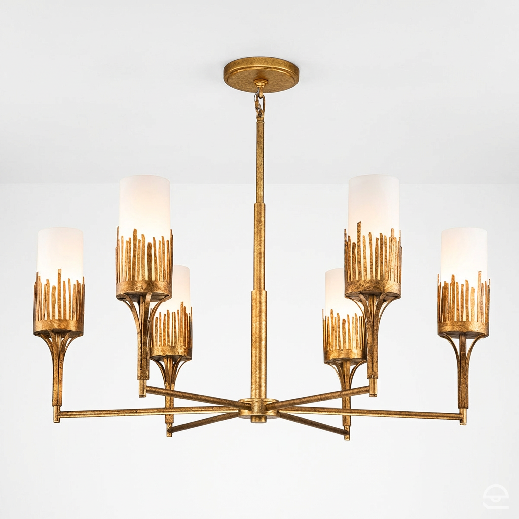 Żyrandol Sawgrass - 6 źródeł światła - Płatkowe złoto, Quintiesse