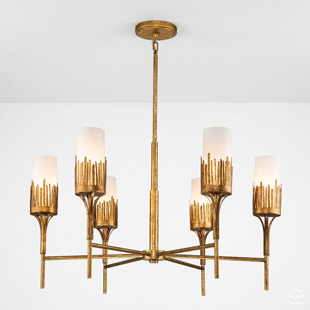 Żyrandol Sawgrass - 6 źródeł światła - Płatkowe złoto, Quintiesse