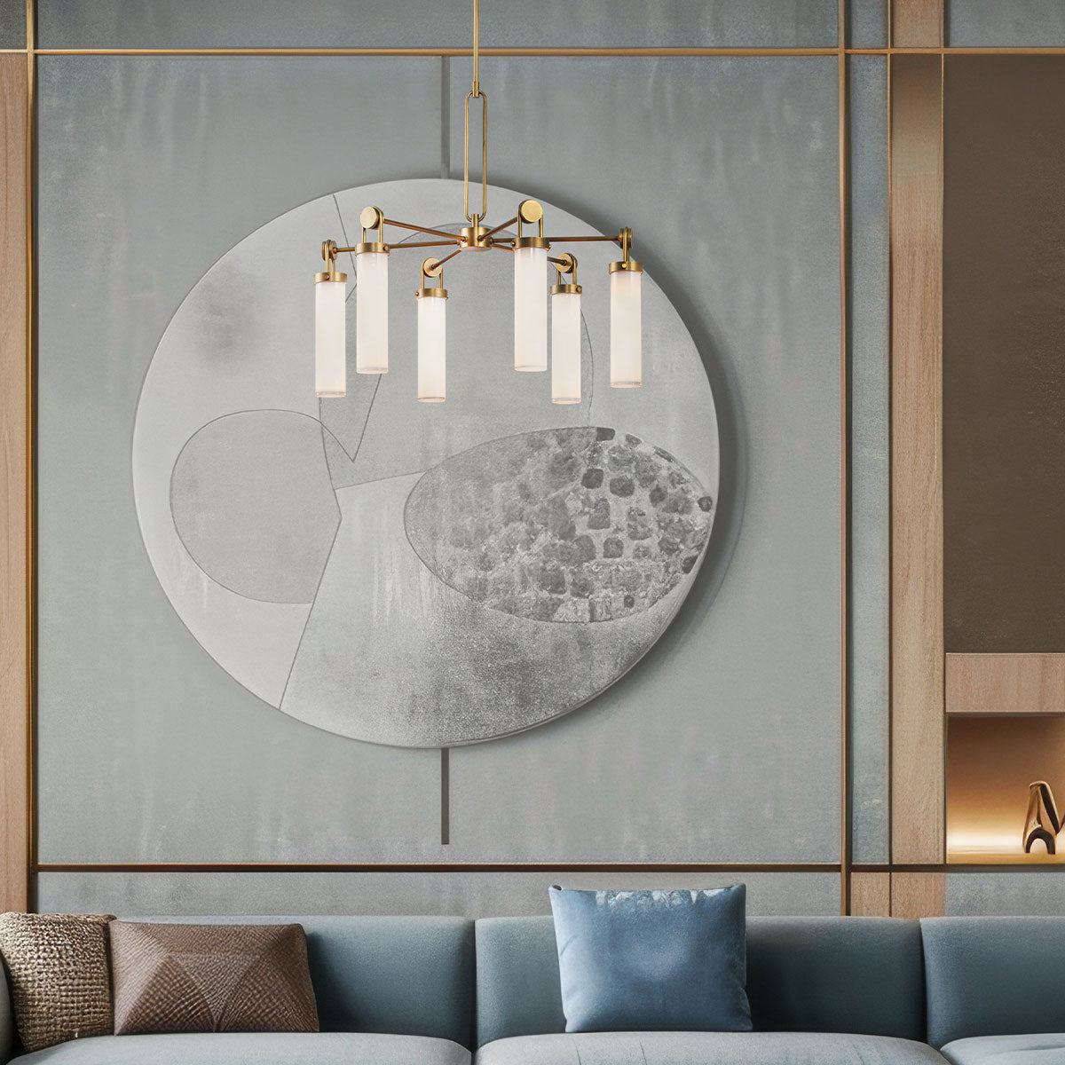 Żyrandol Wynwood - 6 źródeł światła - Vintage mosiądz, Alora - ePlafoniera.pl