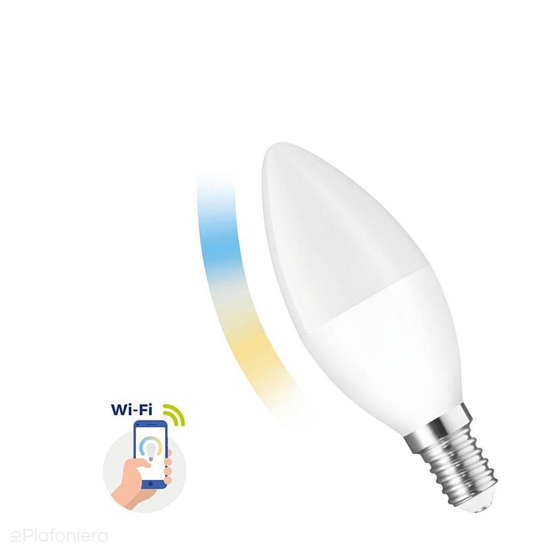 Żarówka Smart WiFi ściemnialna, LED E14 (świeczka 5W=35W) (410lm, 3000K-6500K, CCT) WOJSMA0015