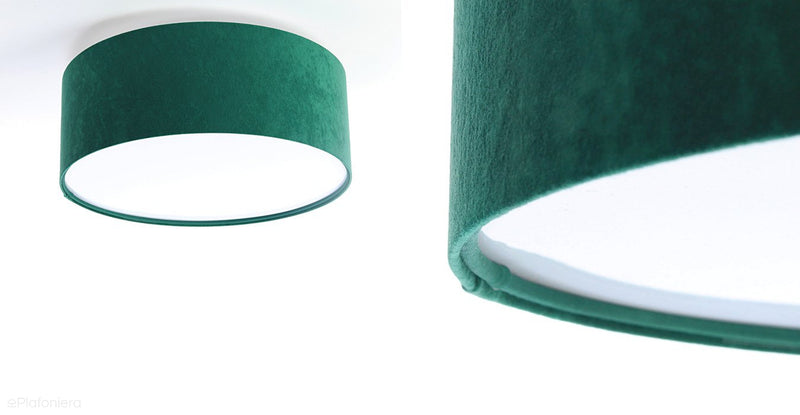 Welurowa lampa sufitowa - zielony plafon abażur do salonu sypialni 2xE27 (090-003) ręcznie robiony