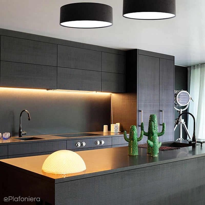 Welurowa lampa sufitowa - czarny plafon abażur do salonu sypialni 2xE27 (090-007) ręcznie robiony