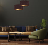 Welurowy abażur Dalia - brązowa lampa wisząca do salonu, sypialni (kolekcja - Standard, 1xE27) ręcznie robiona - ePlafoniera
