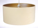 Welurowy abażur Nigella - beżowa lampa wisząca do salonu, sypialni (kolekcja - Standard, 1xE27) ręcznie robiona - ePlafoniera