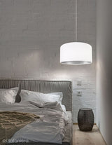 Welurowy abażur Lilia - biała lampa wisząca do salonu, sypialni (kolekcja - Standard, 1xE27) ręcznie robiona - ePlafoniera