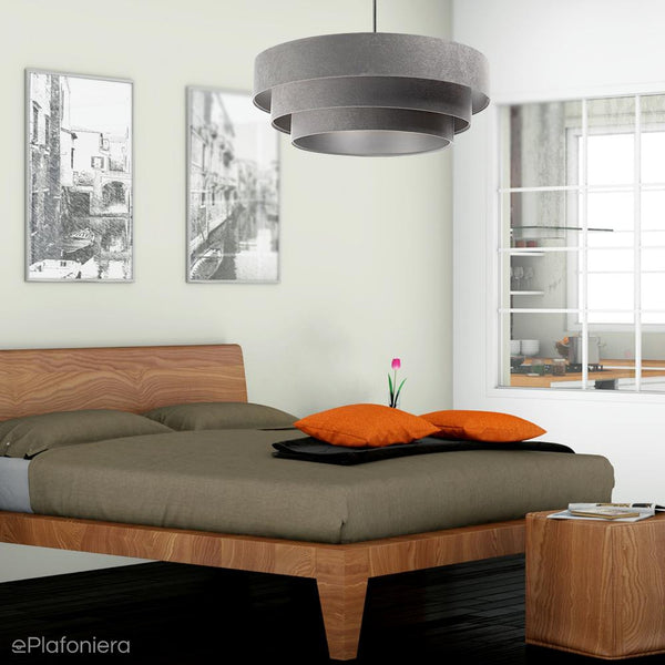 Welurowa lampa 60cm - abażur do salonu sypialni 1xE27 (Trinity 013) ręcznie robiony