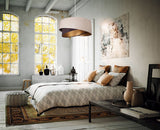 Abażur Tia - beżowa lampa wisząca welurowa, do salonu, sypialni (asymetria 1xE27) ręcznie robiona - ePlafoniera