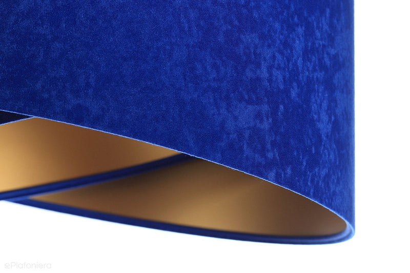 Abażur Rinea - niebieska lampa wisząca welurowa, do salonu, sypialni (asymetria 1xE27) ręcznie robiona - ePlafoniera