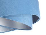 Abażur Alison - błękitna lampa wisząca welurowa do salonu, sypialni (asymetria 1xE27) ręcznie robiona - ePlafoniera
