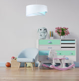 Abażur Daja - biała lampa wisząca welurowa, do sypialni, pokoju dziecka (asymetria - gwiazdki 1xE27) ręcznie robiona - ePlafoniera
