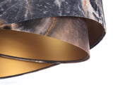 Abażur Manuela - złota lampa wisząca welurowa, do salonu, sypialni (asymetria 1xE27) ręcznie robiona - ePlafoniera