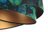 Abażur Jungle - zielona lampa wisząca welurowa, do salonu, sypialni (asymetria - liście 1xE27) ręcznie robiona - ePlafoniera