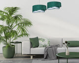 Abażur Rubin - zielona lampa wisząca welurowa do salonu, sypialni (asymetria 1xE27) ręcznie robiona - ePlafoniera