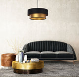 Satynowy abażur Melania - czarna lampa wisząca do salonu, sypialni (kolekcja - Duo, 1xE27) ręcznie robiona - ePlafoniera