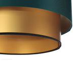 Satynowy abażur Tonia - zielona lampa wisząca do salonu, sypialni (kolekcja - Duo, 1xE27) ręcznie robiona - ePlafoniera