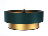Satynowy abażur Tonia - zielona lampa wisząca do salonu, sypialni (kolekcja - Duo, 1xE27) ręcznie robiona - ePlafoniera