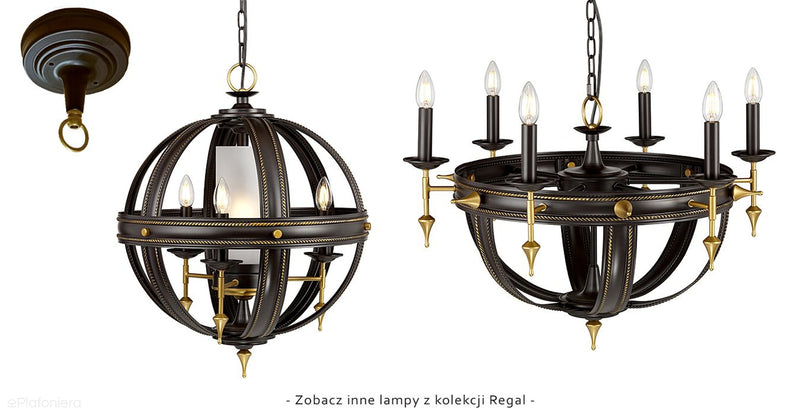 Lampa wisząca na łańcuchu 70cm - żyrandol, świecznik do salonu sypialni (6xE14) Elstead (Regal)