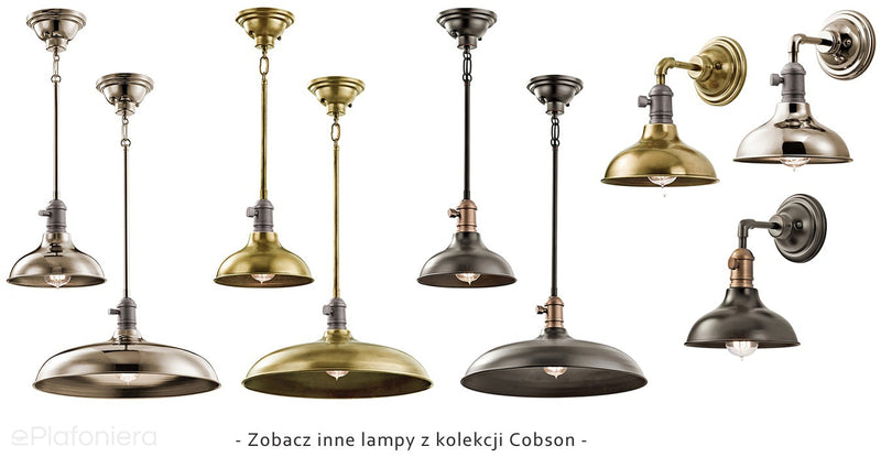 Industrialna lampa ścienna (nikiel) kinkiet do kuchni salonu kawiarni (1xE27) Kichler (Cobson)