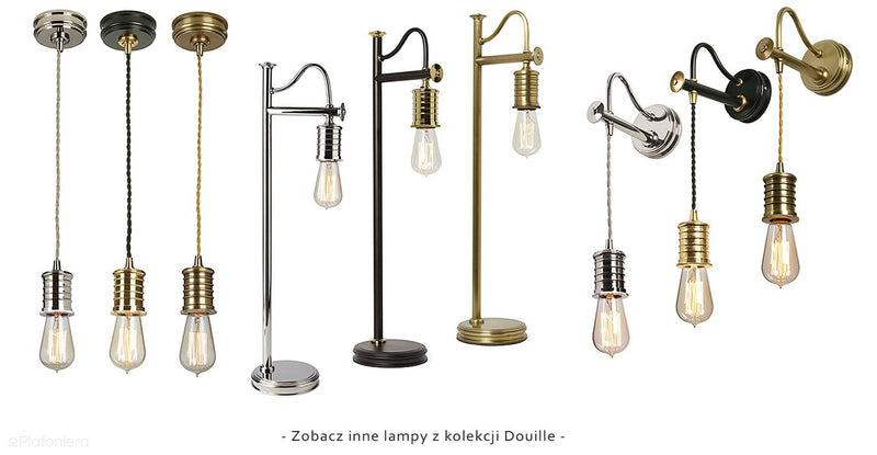 Lampa - wisząca żarówka (mosiądz, czarny 1xE27) do sypialni salonu, kuchni Elstead (Douille)