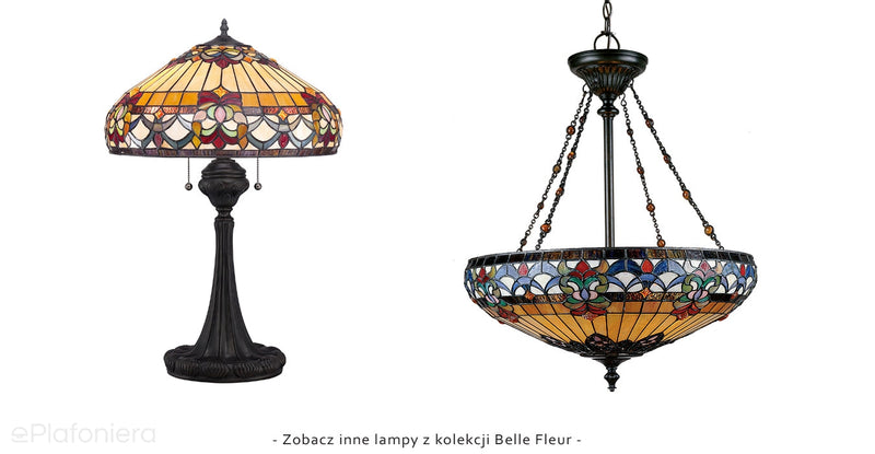 Lampa stołowa w stylu Tiffany Belle Fleur - Quoizel  68cm / 2xE27
