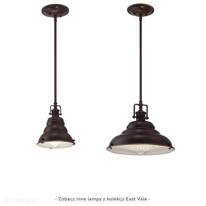 Industrialna / rustykalna lampa wisząca do jadalni / kuchni East (brąz palladiański) - Quoizel, 37cm, 1xE27