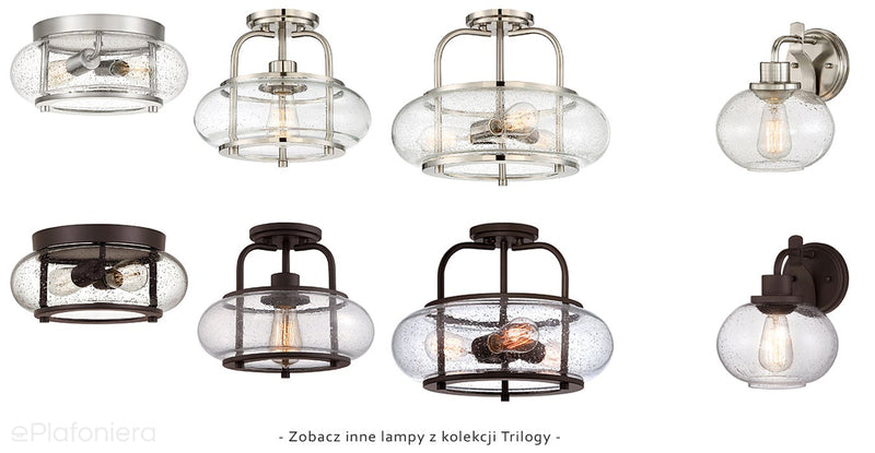 Sufitowa lampa szklana 30cm (brąz, 1xE27) plafon do kuchni jadalni salonu Quoizel (Trilogy)
