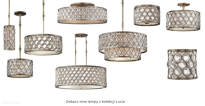 Kryształowa lampa sufitowa Lucia, ręcznie malowana (oksydowane srebro) - Feiss (2xE27)