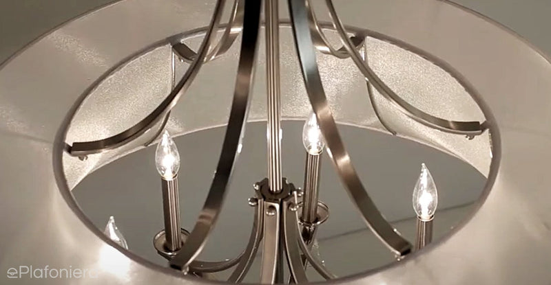 Lampa ścienna (nikiel, utwardzony abażur, kryształy) kinkiet do sypialni salonu (2xE14) Hinkley (Mime)
