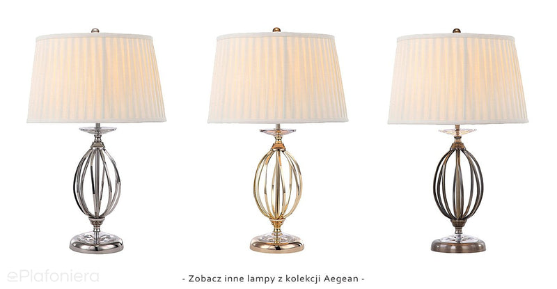 Szczotkowany nikiel - lampa stołowa Aegean w stylu pałacowym - Elstead, 57cm (1xE27)